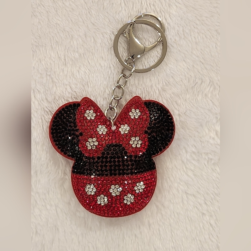 Minnie Mouse Glitter Key Holder - Red and Black Bag Charm